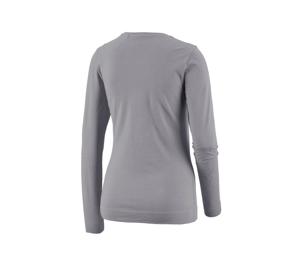 Secondary image e.s. Longsleeve cotton stretch, ladies' platinum