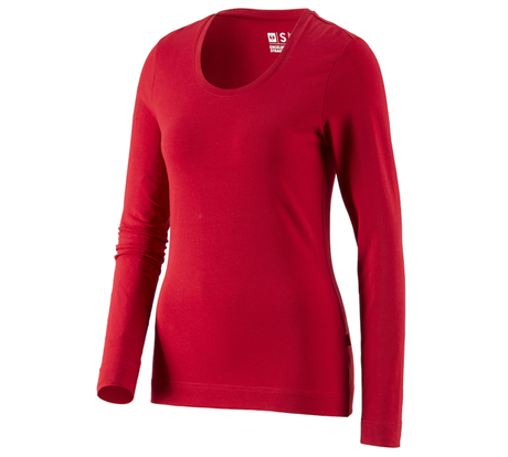 Primary image e.s. Longsleeve cotton stretch, ladies' fiery red