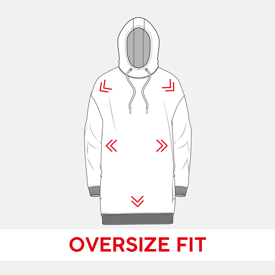 Detailed image e.s. Oversize hoody sweatshirt poly cotton, ladies white