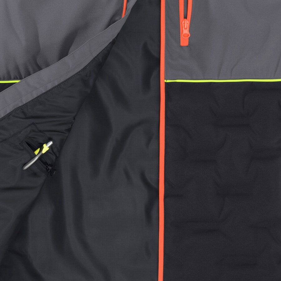 Detailed image e.s. Padded bodywarmer anthracite/black/high-vis orange/high-vis yellow
