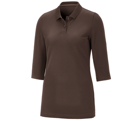 Primary image e.s. Pique-Polo 3/4-sleeve cotton stretch, ladies' chestnut