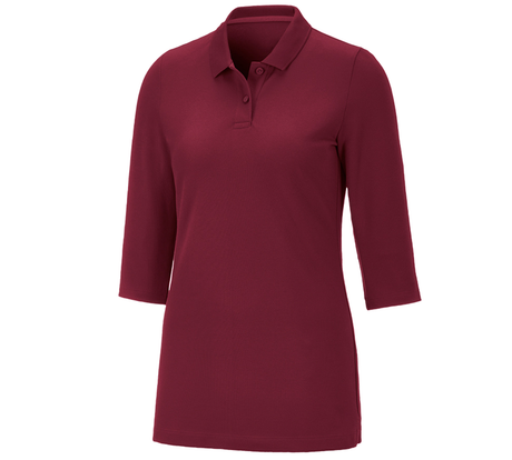 Primary image e.s. Pique-Polo 3/4-sleeve cotton stretch, ladies' bordeaux