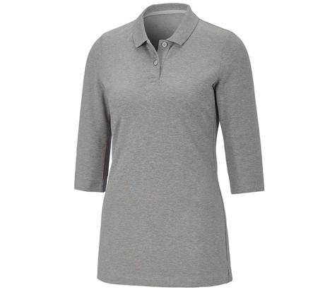 Primary image e.s. Pique-Polo 3/4-sleeve cotton stretch, ladies' grey melange