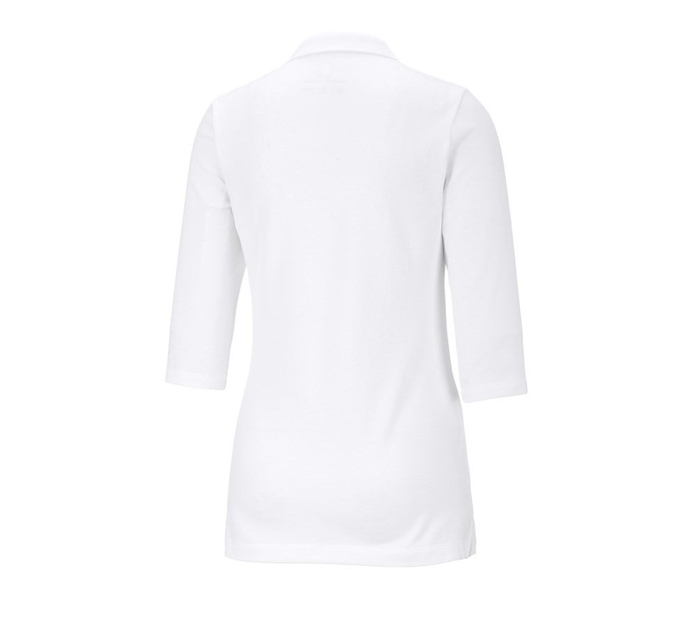 Secondary image e.s. Pique-Polo 3/4-sleeve cotton stretch, ladies' white