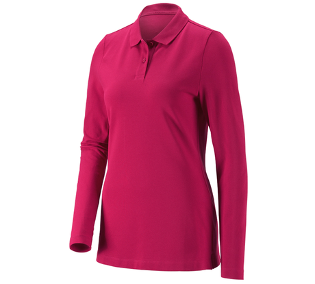 Primary image e.s. Pique-Polo longsleeve cotton stretch,ladies' berry