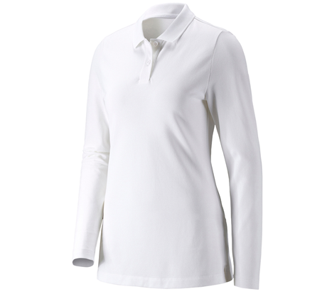 Primary image e.s. Pique-Polo longsleeve cotton stretch,ladies' white