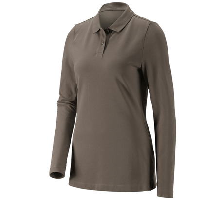 Primary image e.s. Pique-Polo longsleeve cotton stretch,ladies' stone