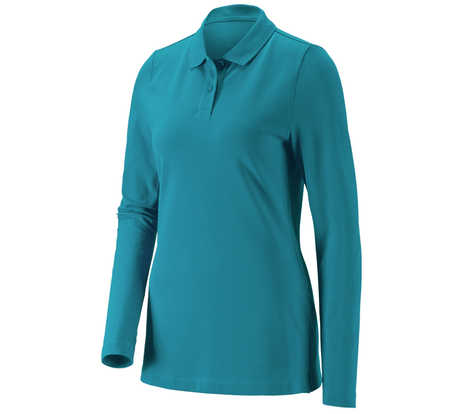 Primary image e.s. Pique-Polo longsleeve cotton stretch,ladies' ocean