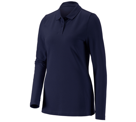 Primary image e.s. Pique-Polo longsleeve cotton stretch,ladies' navy