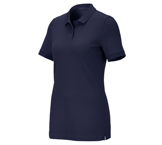 Primary image e.s. Piqué-Polo cotton stretch, ladies' navy