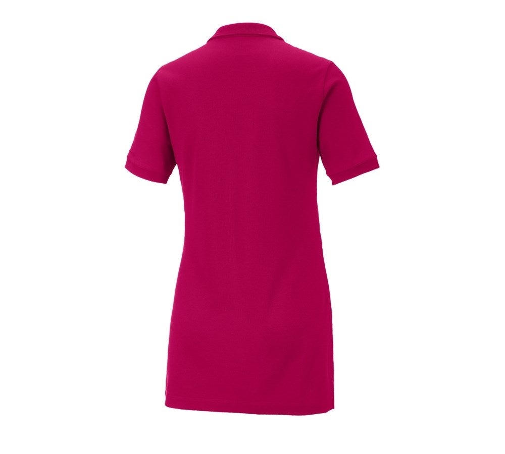 Secondary image e.s. Pique-Polo cotton stretch, ladies', long fit berry