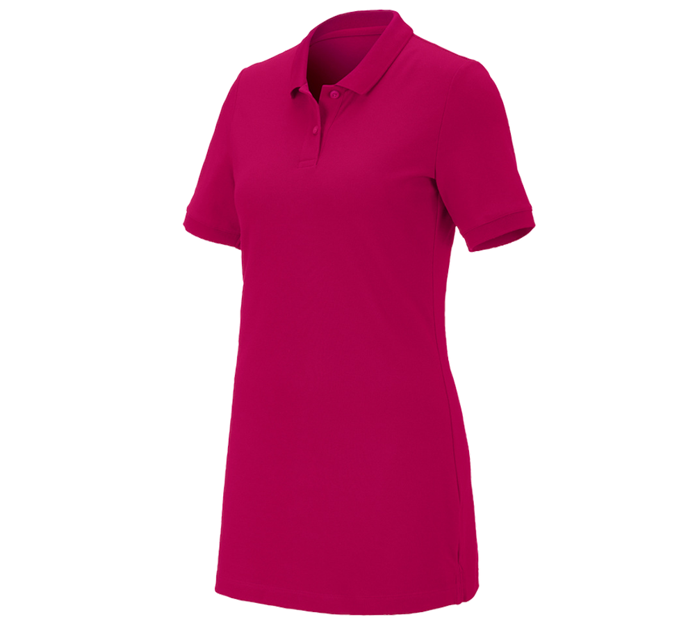 Primary image e.s. Pique-Polo cotton stretch, ladies', long fit berry