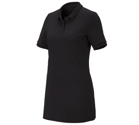 Primary image e.s. Pique-Polo cotton stretch, ladies', long fit black
