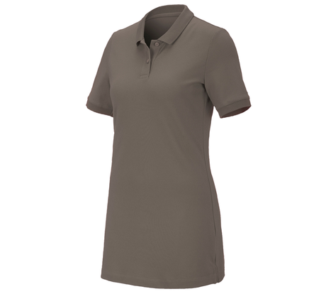 Primary image e.s. Pique-Polo cotton stretch, ladies', long fit stone