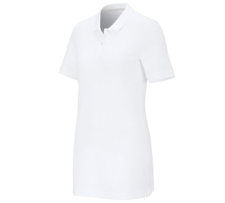 Primary image e.s. Pique-Polo cotton stretch, ladies', long fit white