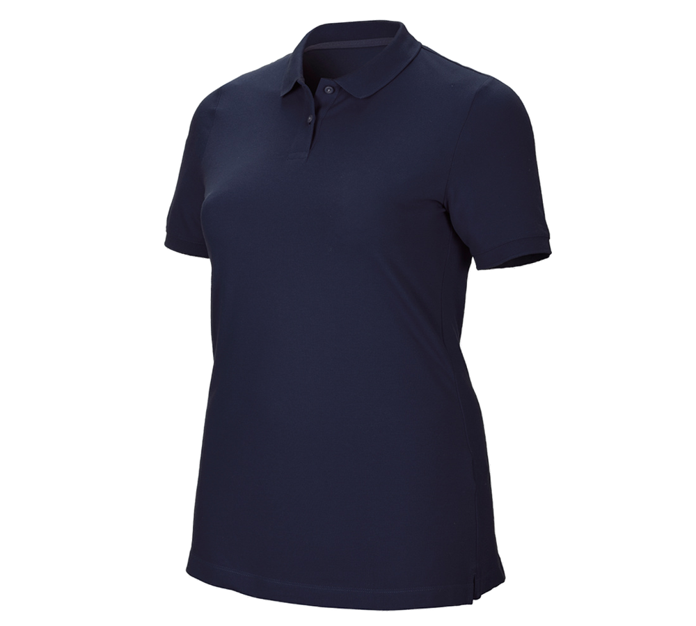 Primary image e.s. Pique-Polo cotton stretch, ladies', plus fit navy