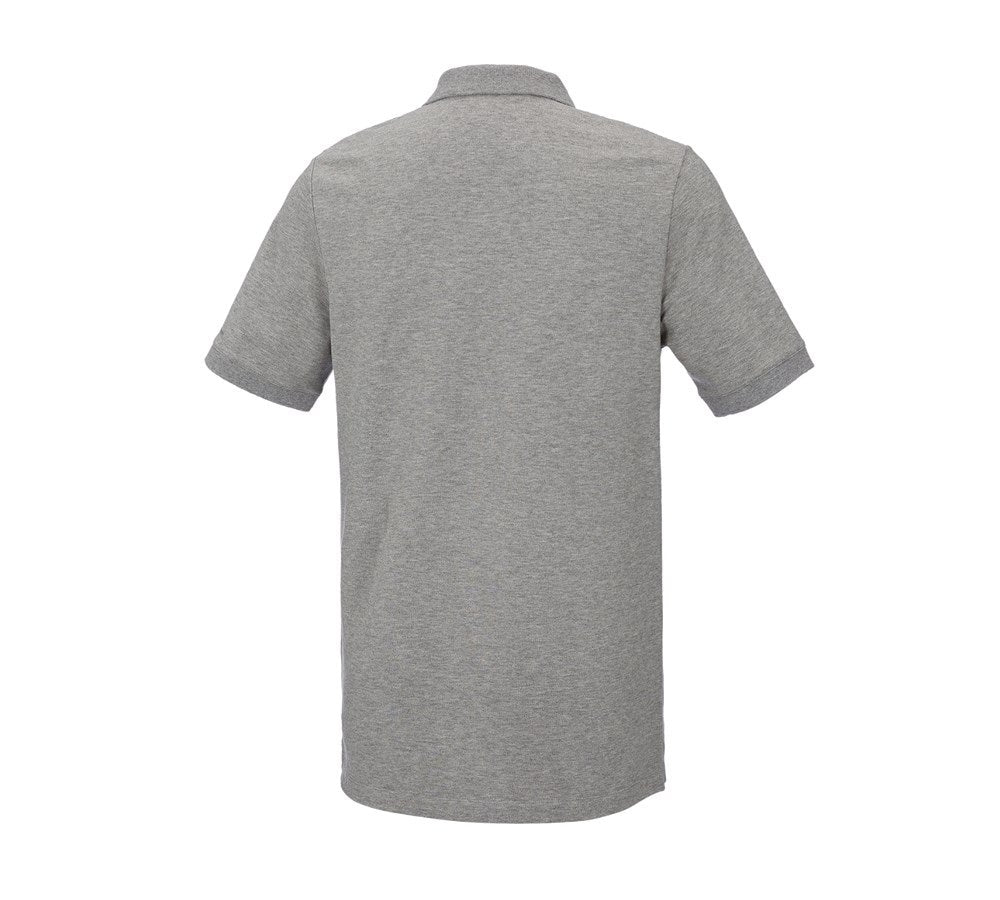 Secondary image e.s. Piqué-Polo cotton stretch, long fit grey melange