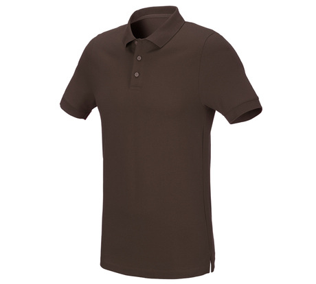 Primary image e.s. Pique-Polo cotton stretch, slim fit chestnut