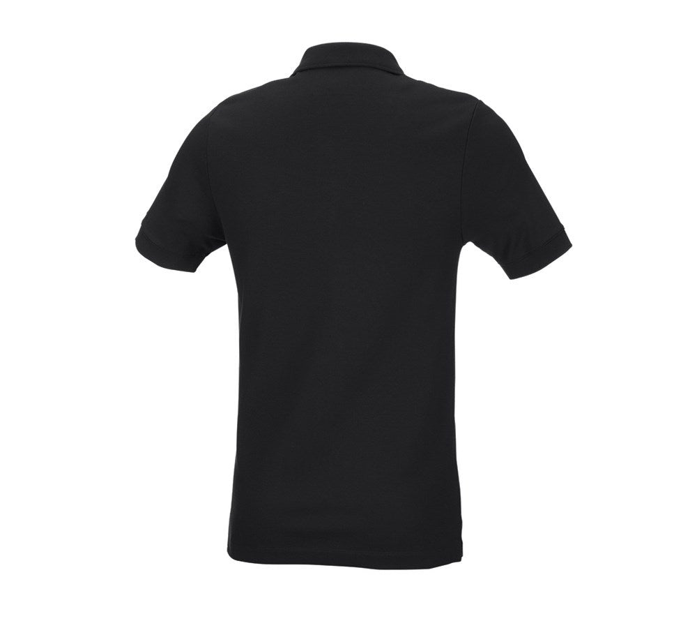 Secondary image e.s. Pique-Polo cotton stretch, slim fit black