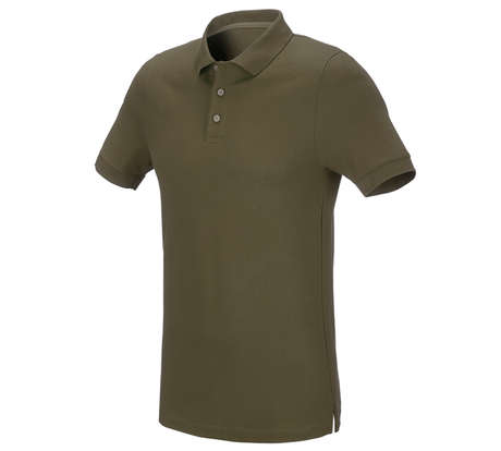 Primary image e.s. Pique-Polo cotton stretch, slim fit mudgreen