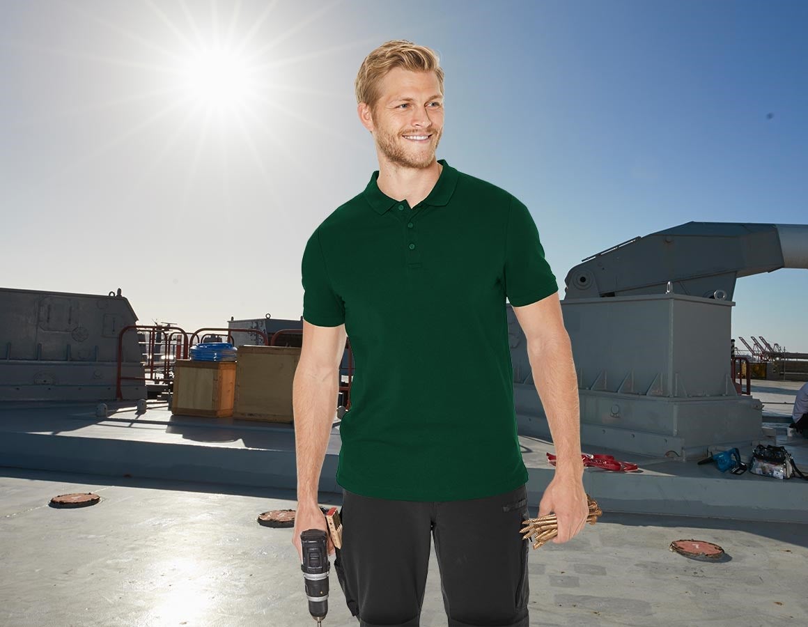 Main action image e.s. Pique-Polo cotton stretch, slim fit green