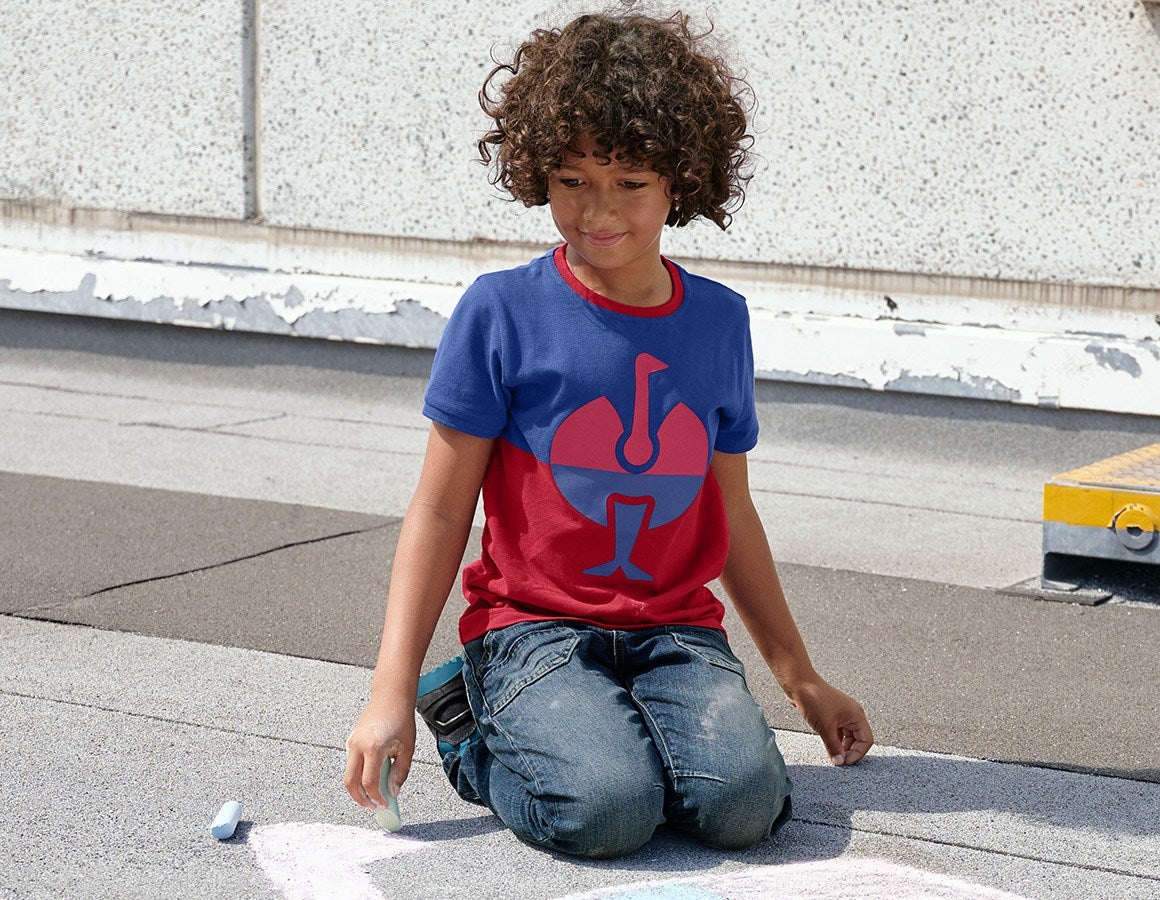 Main action image e.s. Pique-Shirt colourblock, children's royalblue/fiery red