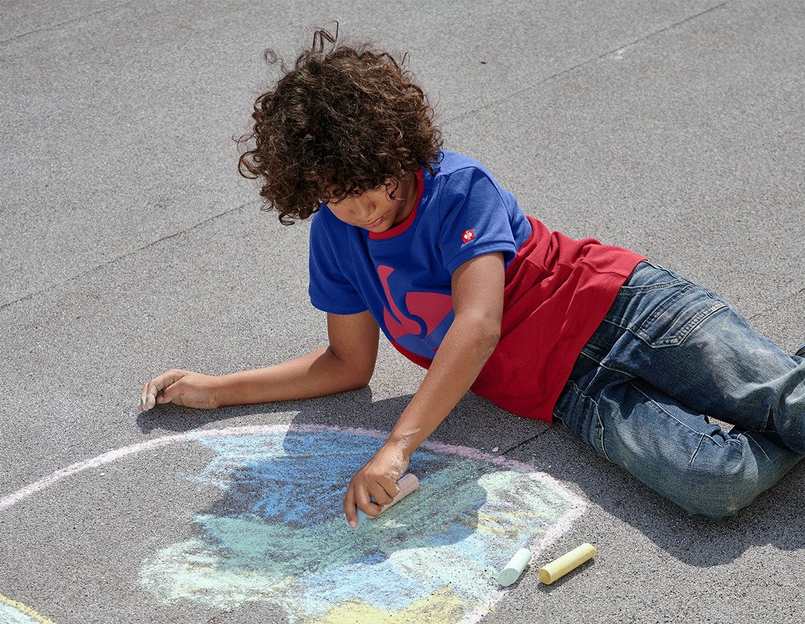 Additional image 1 e.s. Pique-Shirt colourblock, children's royalblue/fiery red