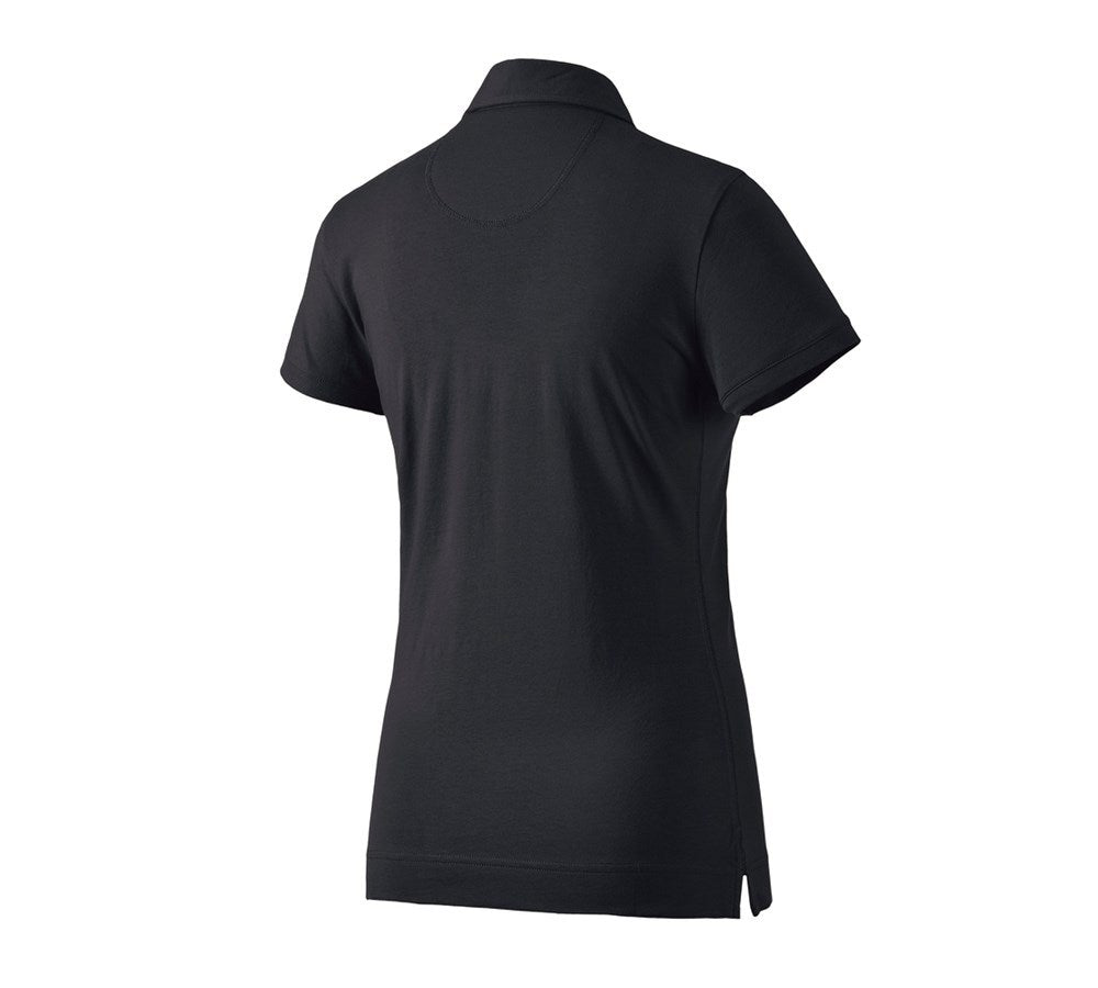 Secondary image e.s. Polo shirt cotton stretch, ladies' black