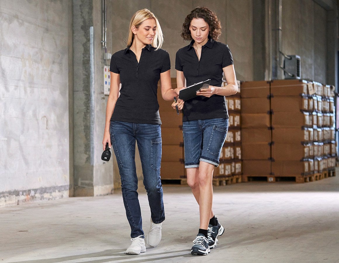 Additional image 2 e.s. Polo shirt cotton stretch, ladies' black
