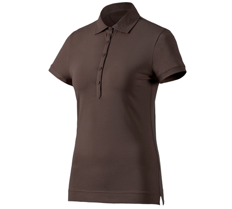 Primary image e.s. Polo shirt cotton stretch, ladies' chestnut