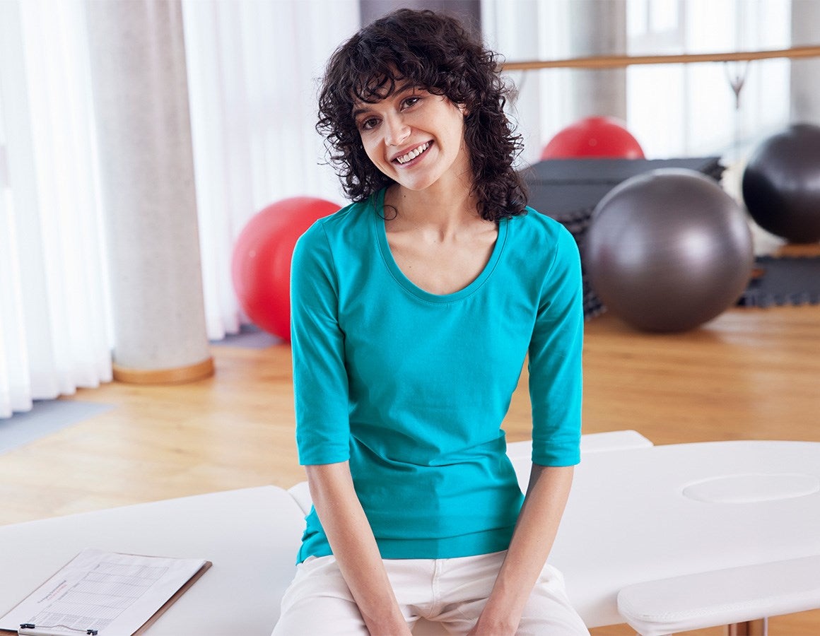Main action image e.s. Shirt 3/4 sleeve cotton stretch, ladies' ocean