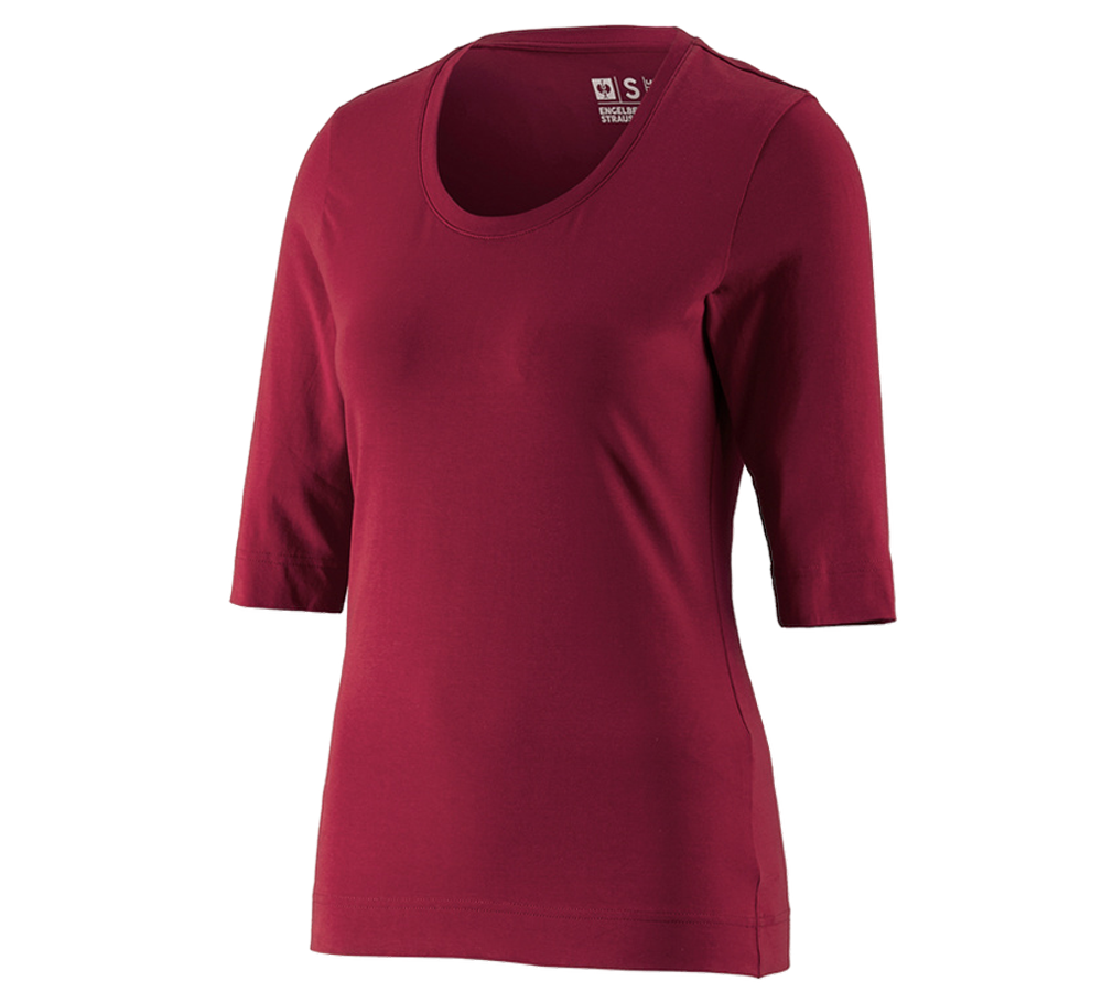 Primary image e.s. Shirt 3/4 sleeve cotton stretch, ladies' bordeaux