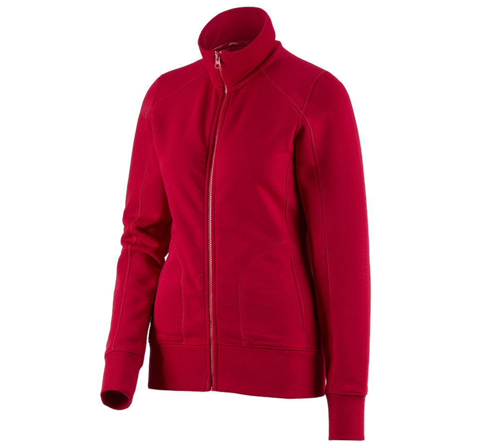 Primary image e.s. Sweat jacket poly cotton, ladies' fiery red