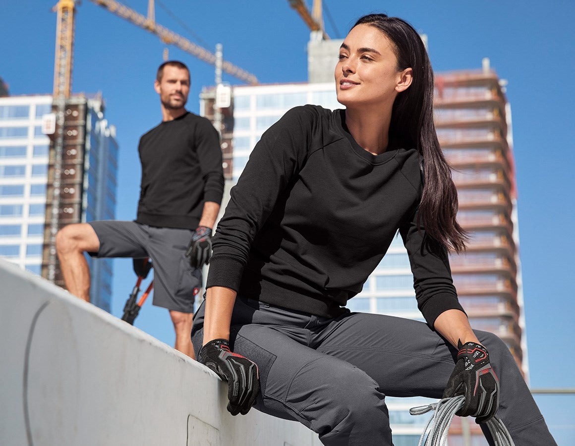 Additional image 2 e.s. Sweatshirt cotton stretch, ladies' black