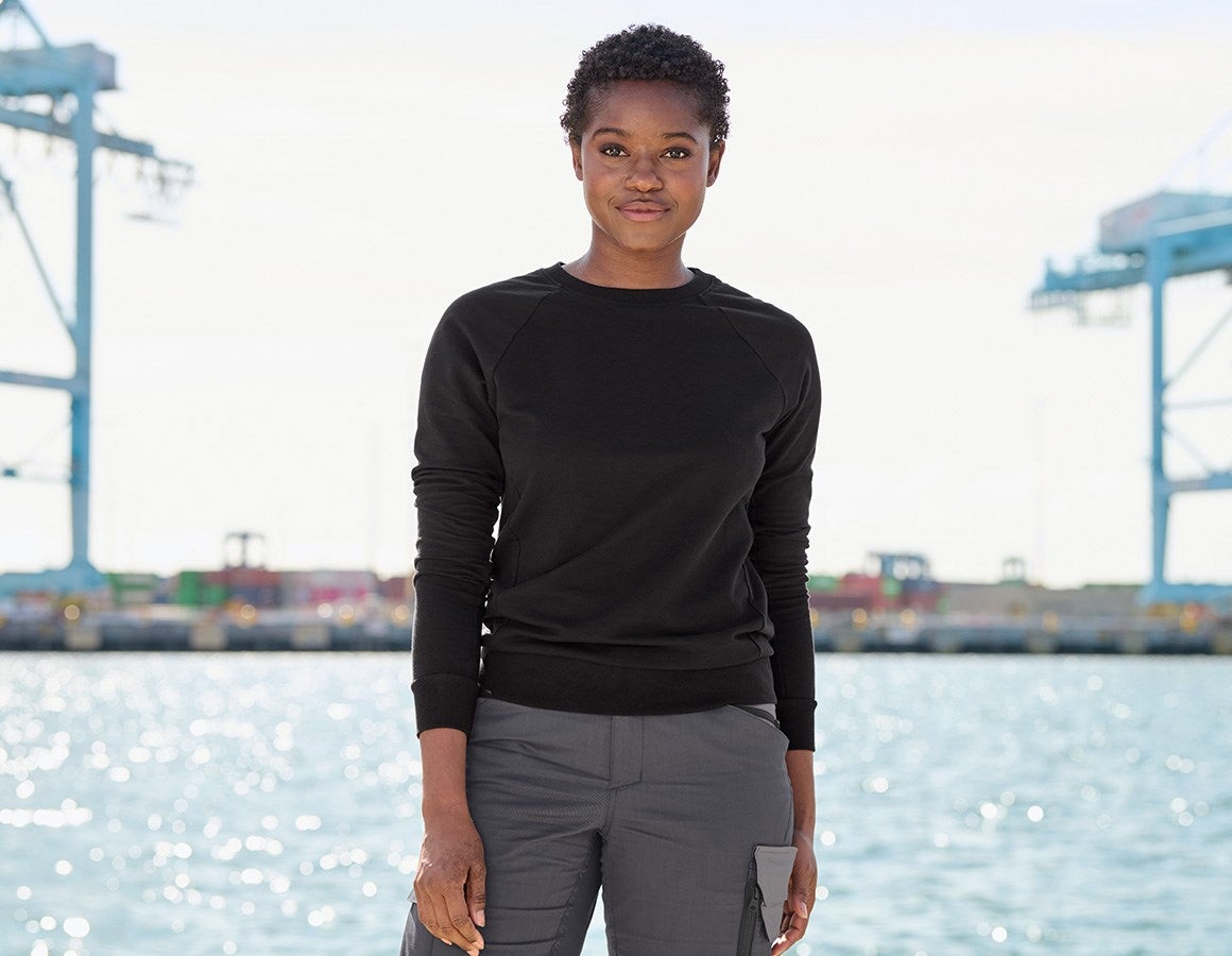 Main action image e.s. Sweatshirt cotton stretch, ladies' black