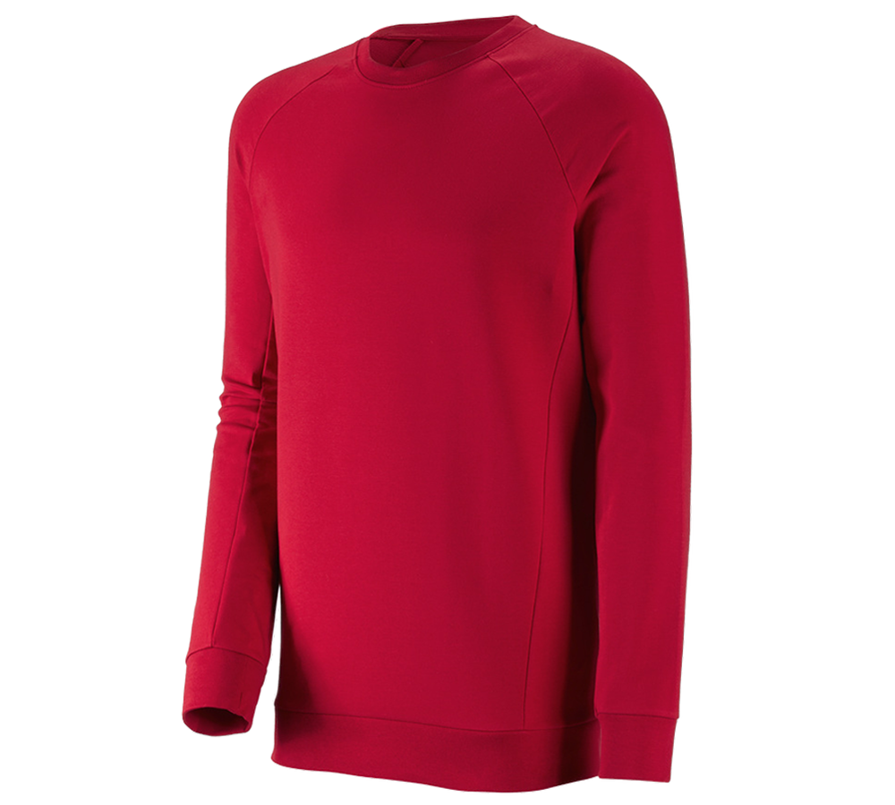 Primary image e.s. Sweatshirt cotton stretch, long fit fiery red