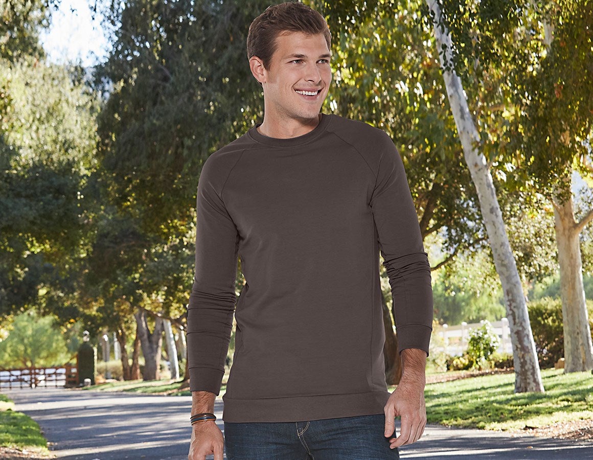 Main action image e.s. Sweatshirt cotton stretch, long fit chestnut