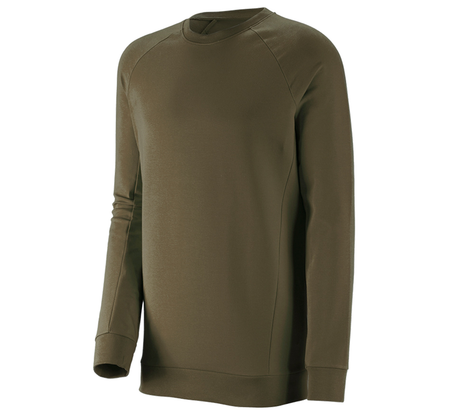 Primary image e.s. Sweatshirt cotton stretch, long fit mudgreen