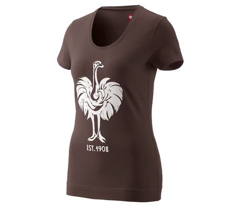 Primary image e.s. T-shirt 1908, ladies' chestnut/white