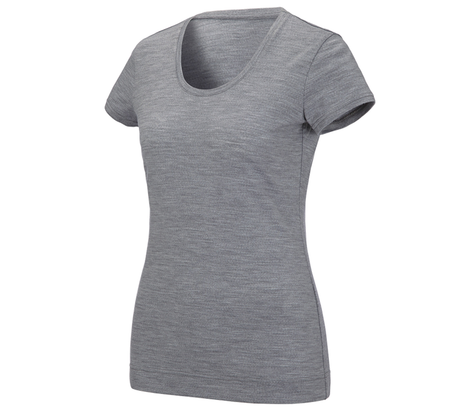 Primary image e.s. T-shirt Merino light, ladies' grey melange