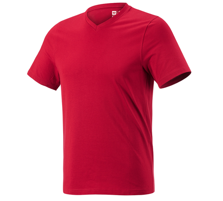 Primary image e.s. T-shirt cotton V-Neck fiery red