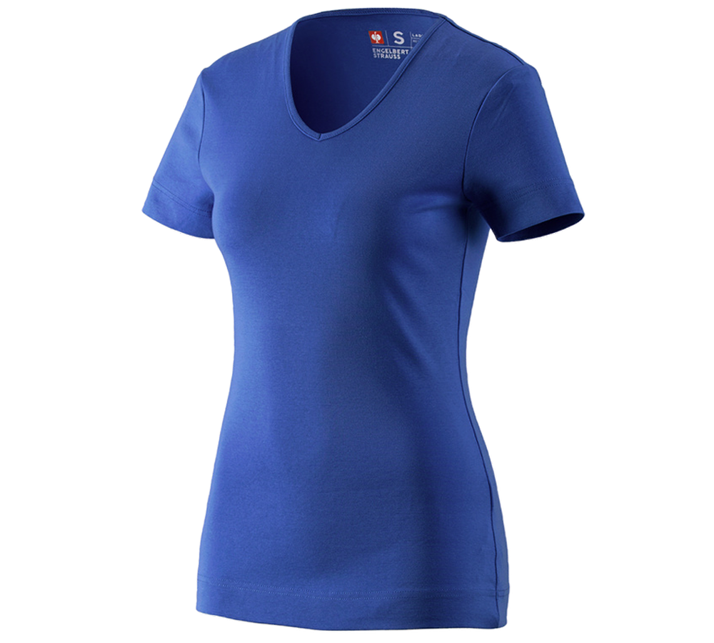 Primary image e.s. T-shirt cotton V-Neck, ladies' royalblue