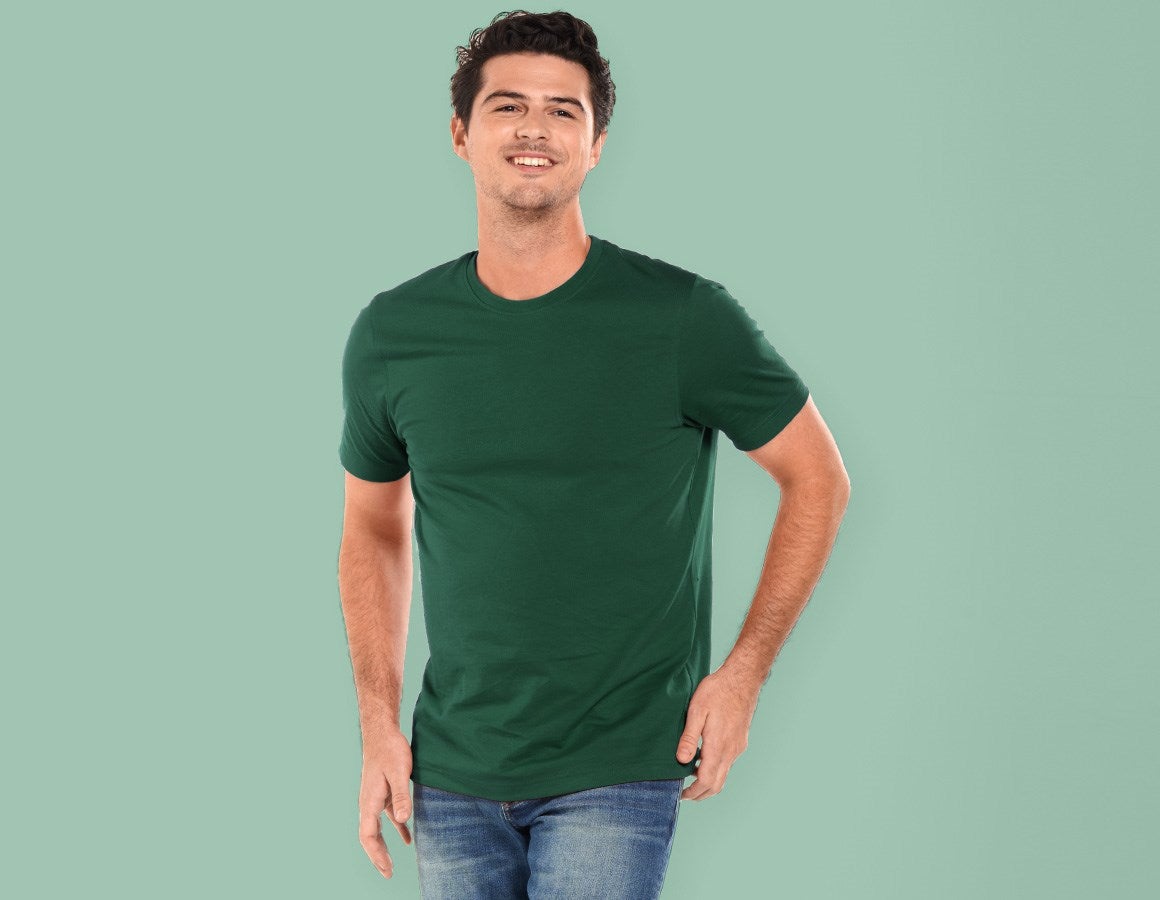 Main action image e.s. T-shirt cotton, slim fit green