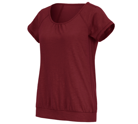Primary image e.s. T-shirt cotton slub, ladies' ruby