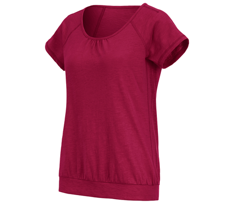 Primary image e.s. T-shirt cotton slub, ladies' berry