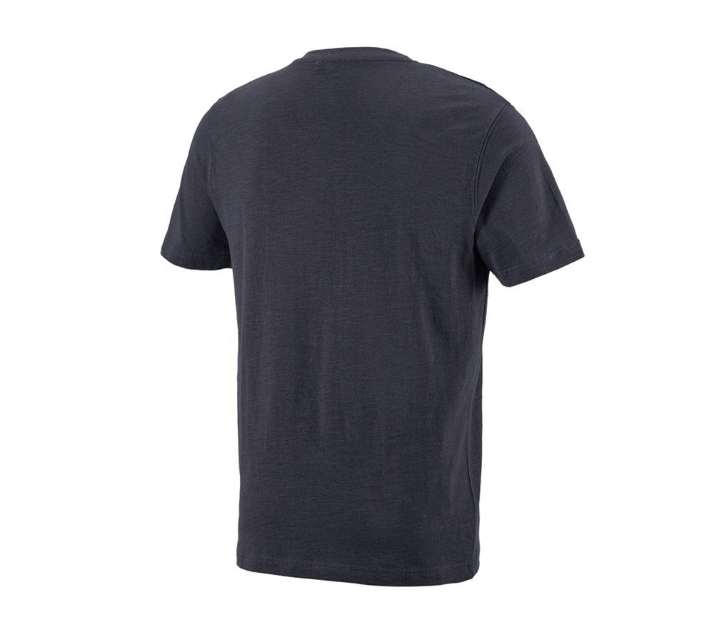 Secondary image e.s. T-shirt cotton slub V-Neck sapphire