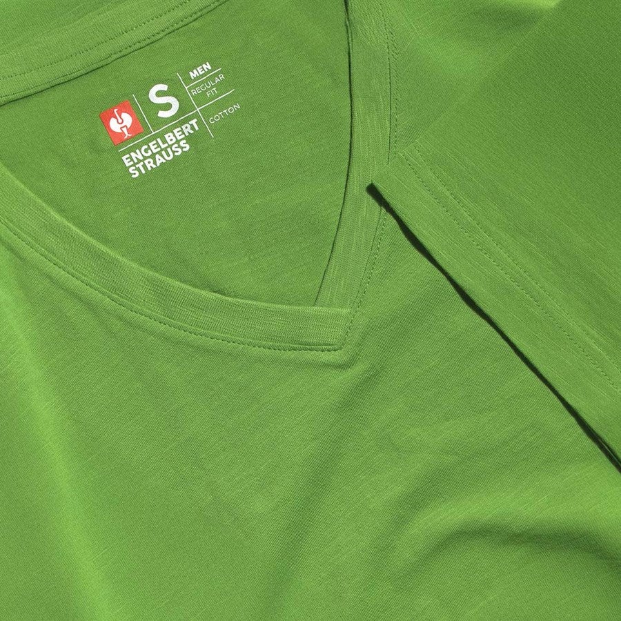 Detailed image e.s. T-shirt cotton slub V-Neck seagreen