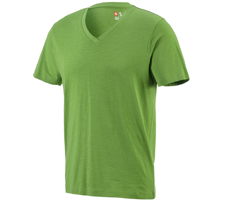 Primary image e.s. T-shirt cotton slub V-Neck seagreen