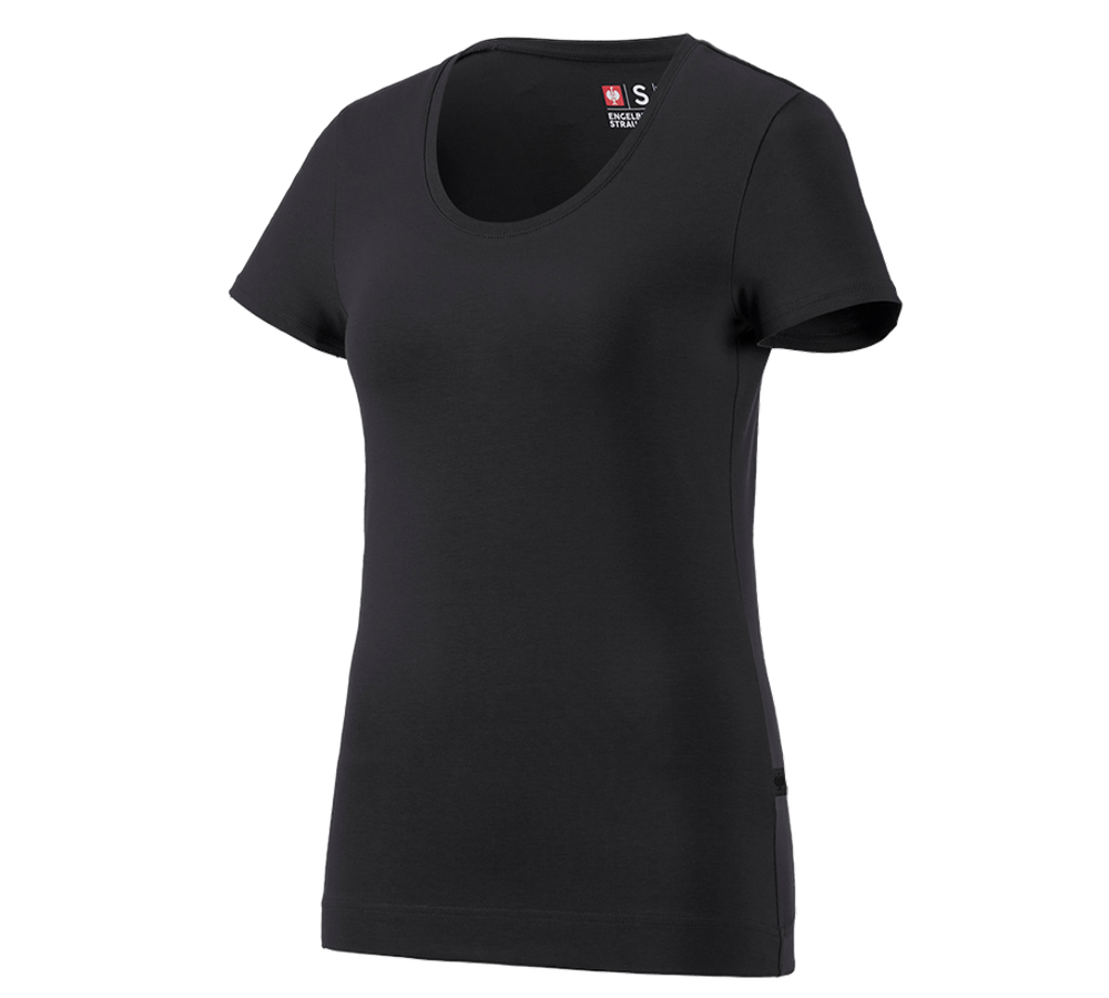 Primary image e.s. T-shirt cotton stretch, ladies' black