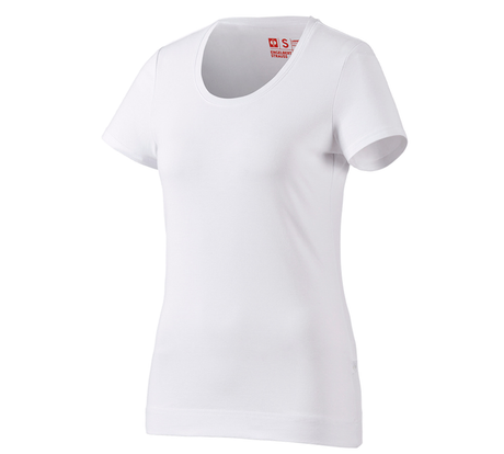 Primary image e.s. T-shirt cotton stretch, ladies' white